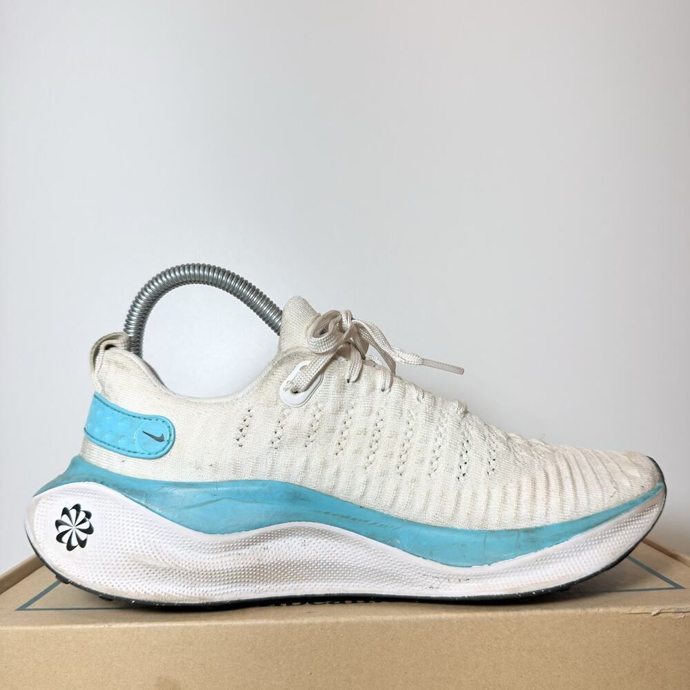 Women's Size 8 Nike ReactX InfinityRN 4 White Blue Flyknit Road Running Shoes - Picture 2 of 8